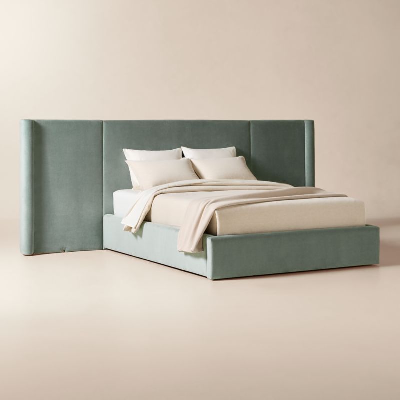 Abbott Artic Blue Velvet Extended Queen Platform Bed - image 4 of 9