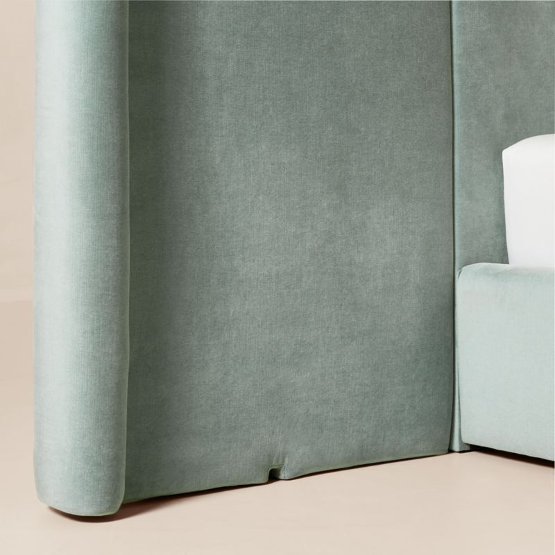 Abbott Artic Blue Velvet Extended Queen Platform Bed - image 7 of 9