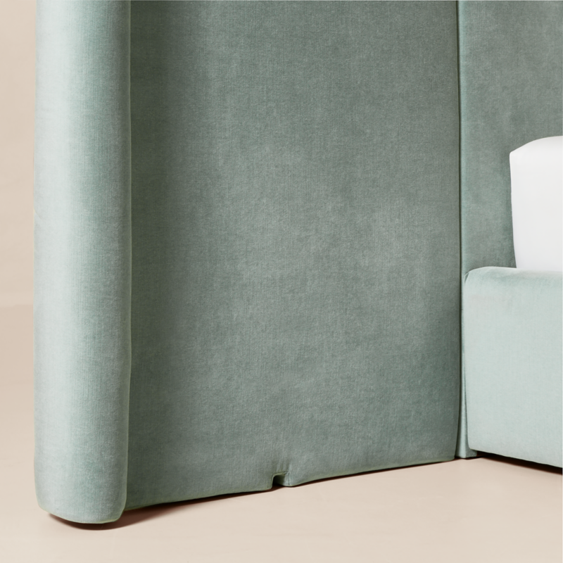Abbott Arctic Blue Velvet Upholstered Extended Queen Platform Bed - image 7 of 11