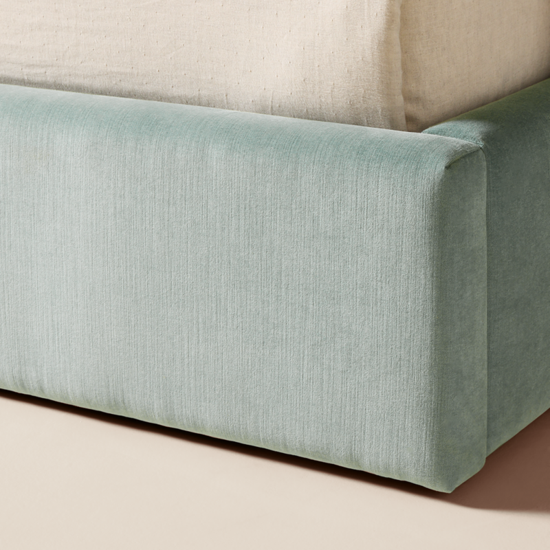 Abbott Arctic Blue Velvet Upholstered Extended Queen Platform Bed - image 6 of 11
