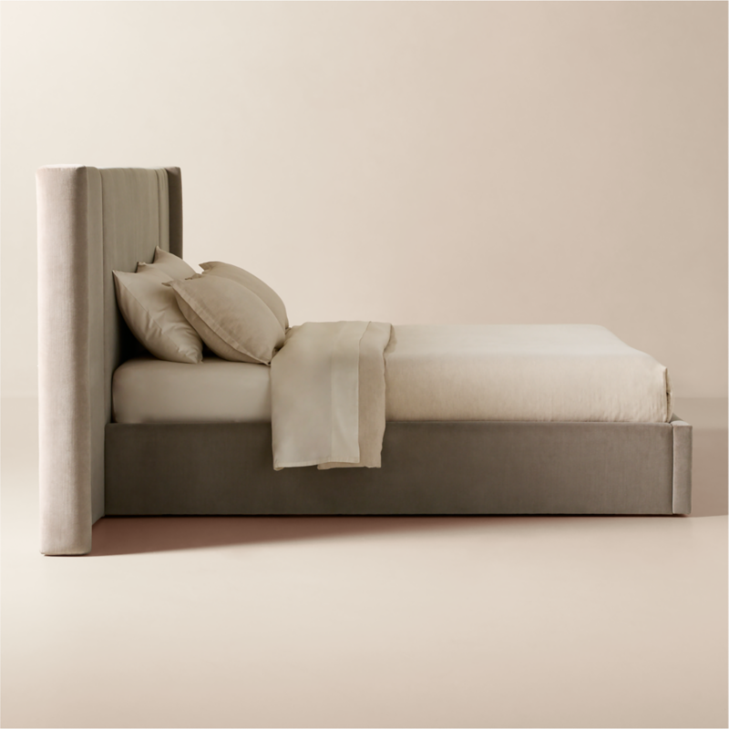 Abbott Grey Velvet Upholstered Extended King Platform Bed - image 4 of 10