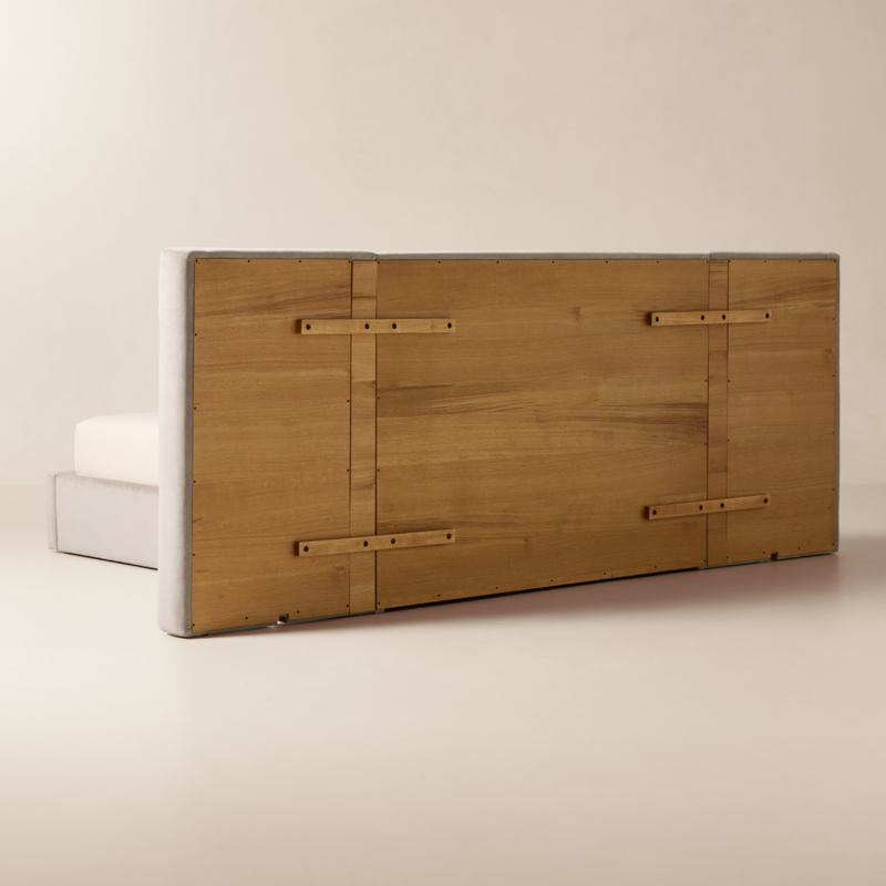 Abbott Grey Velvet Upholstered Extended Queen Platform Bed - image 5 of 10