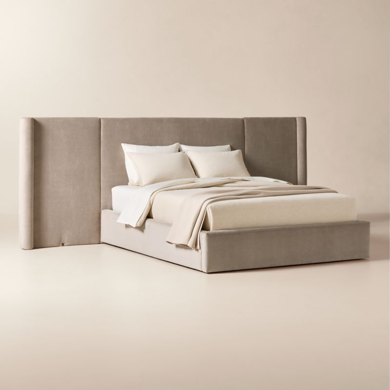 Abbott Grey Velvet Extended Queen Platform Bed - image 5 of 11