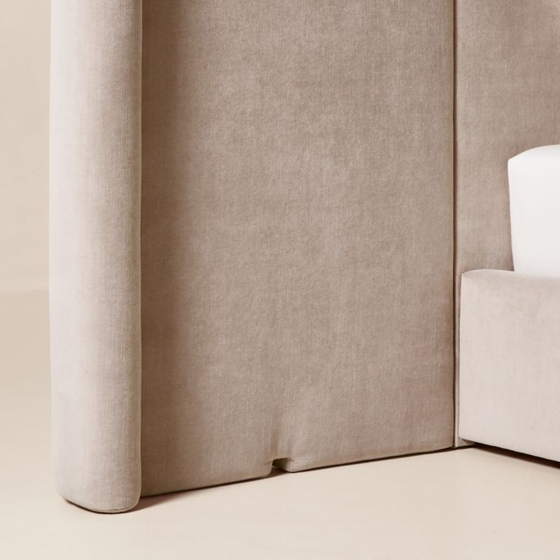 Abbott Grey Velvet Upholstered Extended King Platform Bed - image 7 of 10