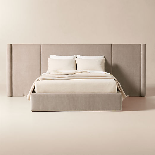 Abbott Grey Velvet Upholstered Extended Queen Platform Bed