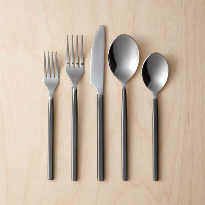 CB2 - March Catalog 2018 - 20-Piece Kat Matte Black Flatware Set