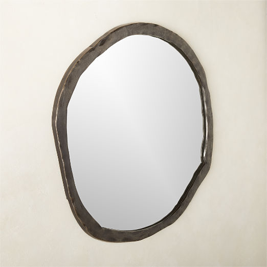 Abel Black Round Wall Mirror 34"