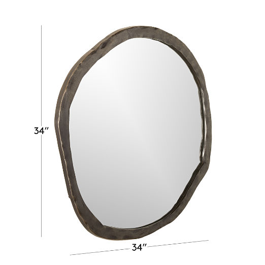 Abel Black Round Wall Mirror 34"