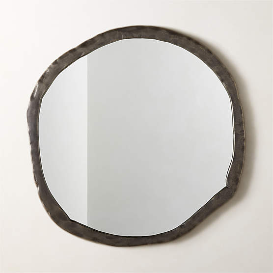 Abel Black Round Wall Mirror 34"