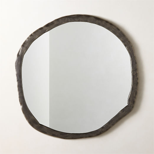 Abel Black Round Wall Mirror 34"