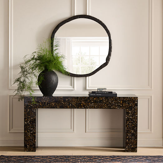 Abel Black Round Wall Mirror 34"