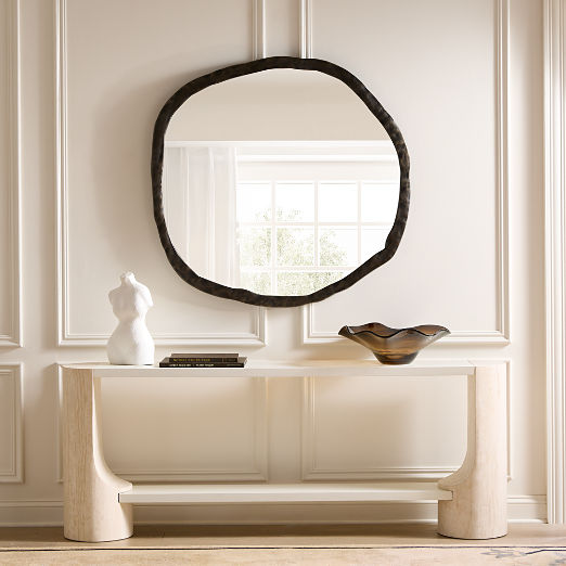 Abel Black Round Wall Mirror 48"
