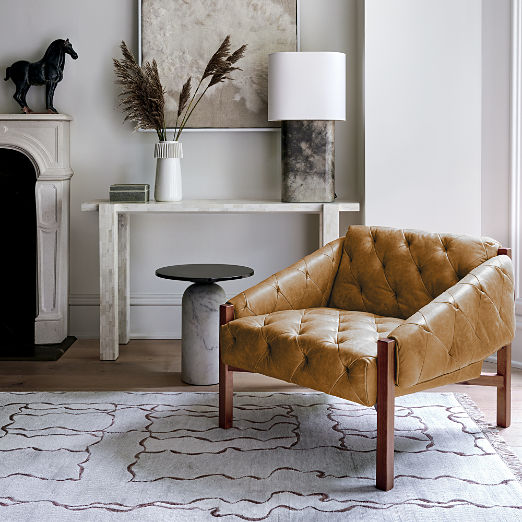 Martini Side Table with White Marble Base