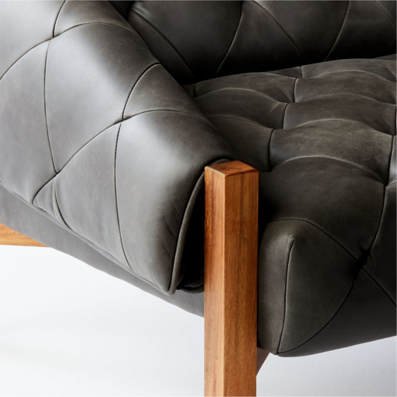 Abruzzo Charcoal Leather Tufted Chair - image 7 of 10