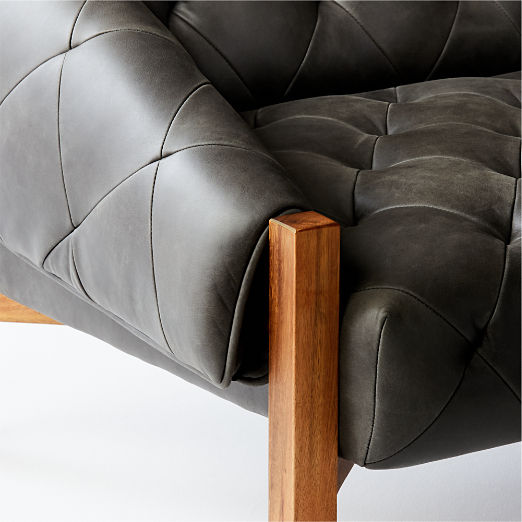 Abruzzo Charcoal Leather Tufted Chair