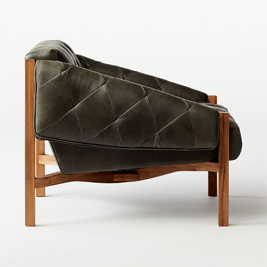 Abruzzo Charcoal Leather Tufted Chair Set of 2