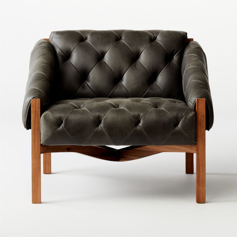 Abruzzo Charcoal Leather Tufted Chair - image 4 of 10