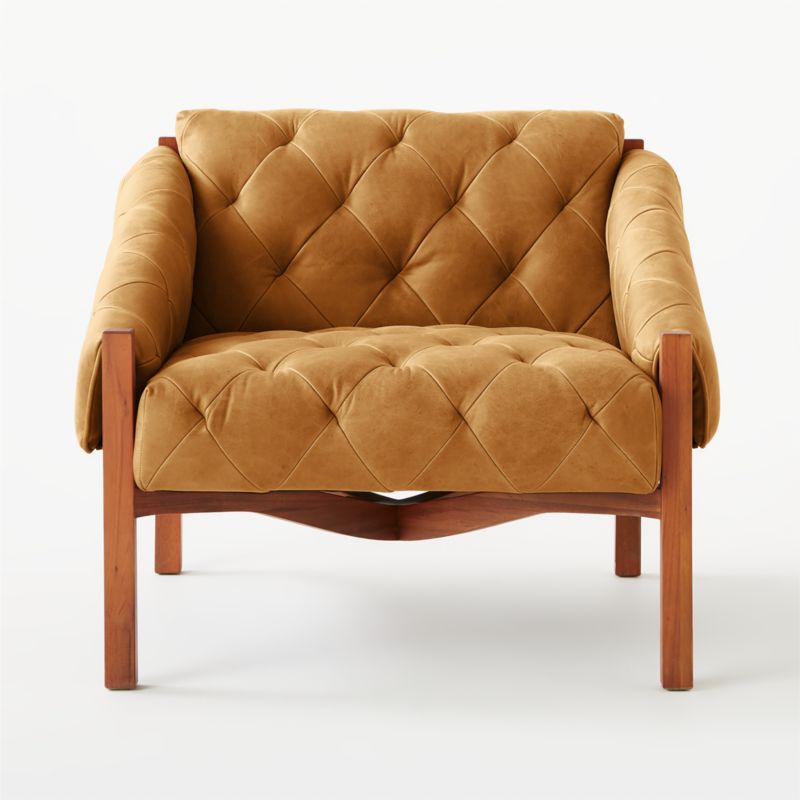 Abruzzo Brown Leather Tufted Chair - image 3 of 9