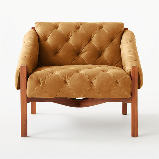 Abruzzo Brown Leather Tufted Chair