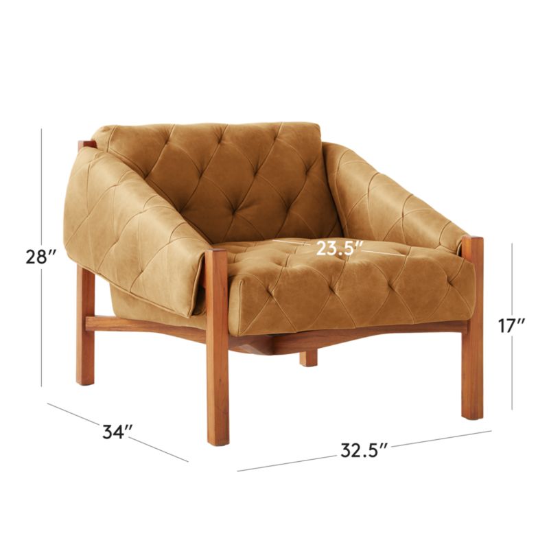 View Abruzzo Brown Leather Tufted Chair - image 2 of 9