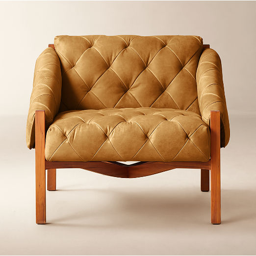 Abruzzo Brown Leather Tufted Chair Set of 2