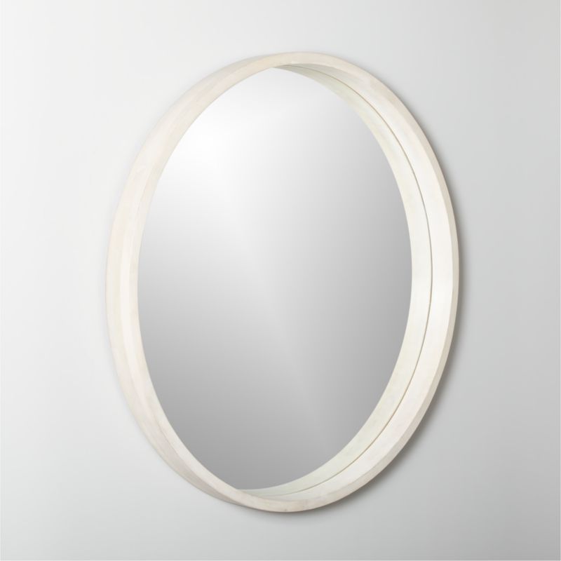 Acacia White Wash Round Wall Mirror 40" - image 2 of 9