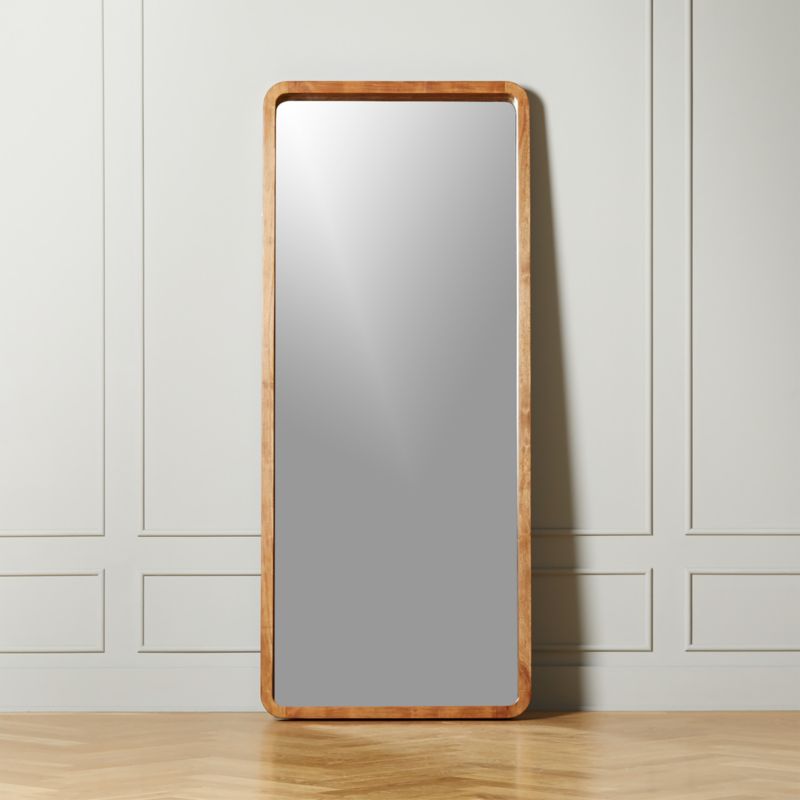 Acacia Wood Floor Mirror + Reviews | CB2