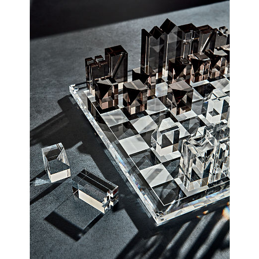 Clear and Smoke Grey Acrylic Chess Set