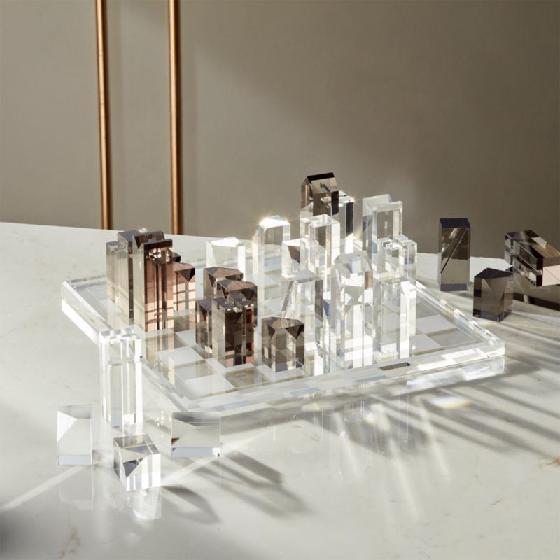 View Clear and Smoke Grey Acrylic Chess Set details