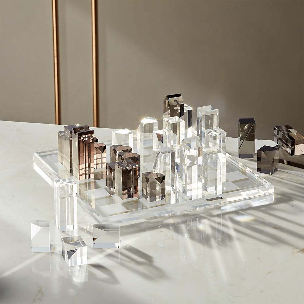 Abstract Crystal Glass Chess Pieces - www.