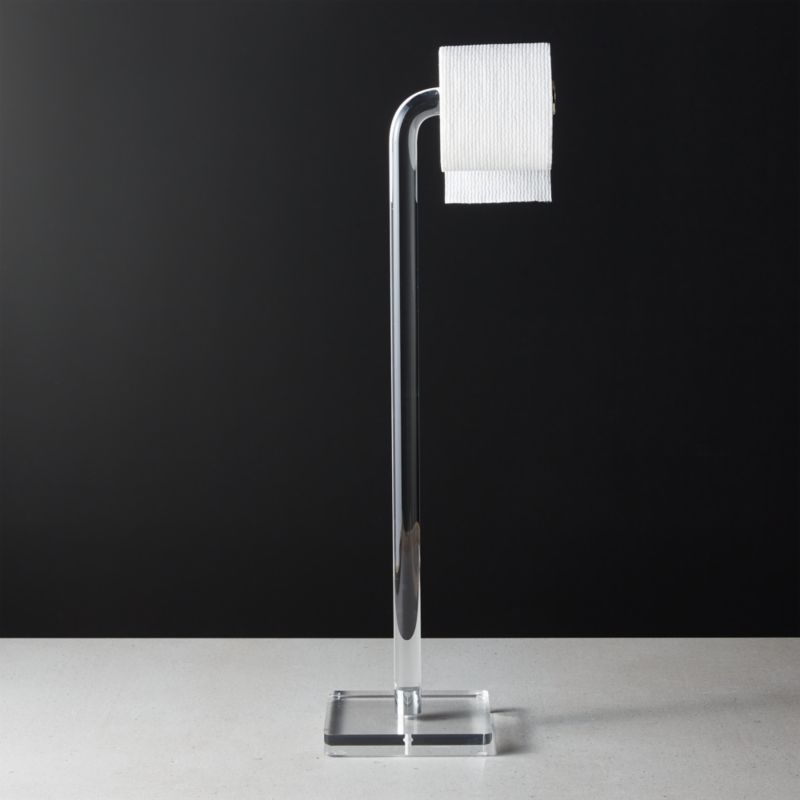 Acrylic and Polished Nickel Free Standing Toilet Paper Holder - image 1 of 3