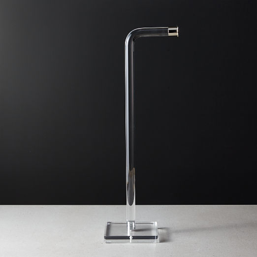 Acrylic and Polished Nickel Free Standing Toilet Paper Holder