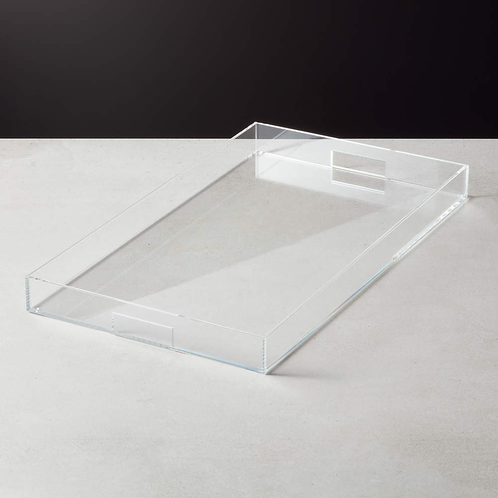 CB2 Acrylic Clear Rectangle Tray 24x14