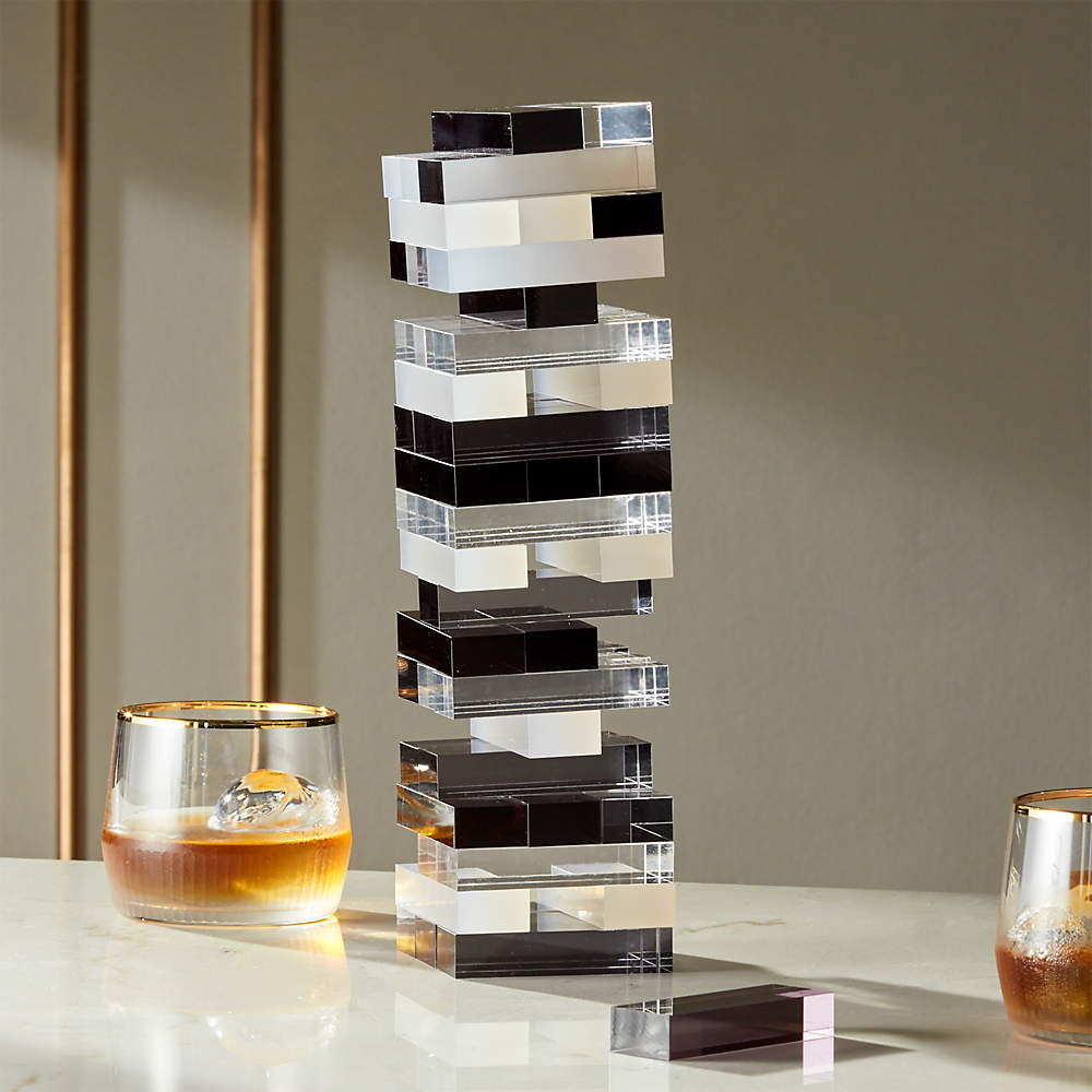White and Clear Details about   Tahari Home Acrylic Jenga Black