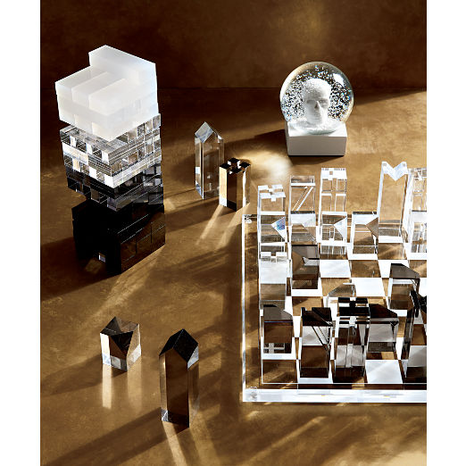 Clear and Smoke Grey Acrylic Chess Set