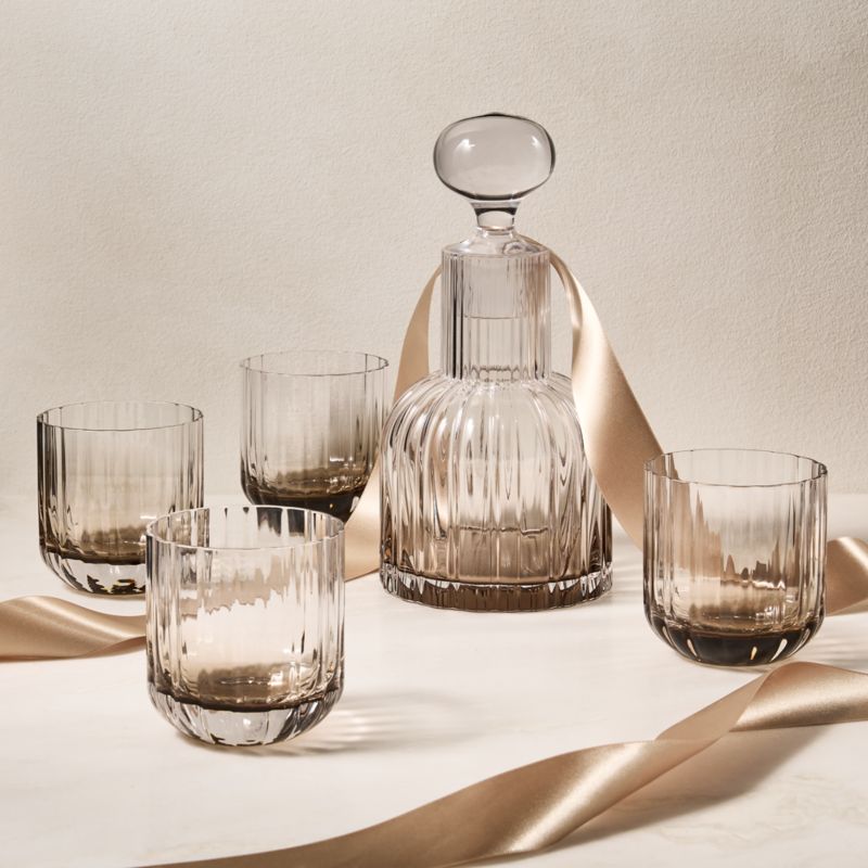 Viewing product image Adelaide Smoked Decanter and Double Old-Fashioned Glasses Set of 5 - image 1 of 4