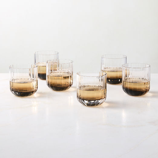 Adelaide Smoked Double Old-Fashioned Glasses Set of 6
