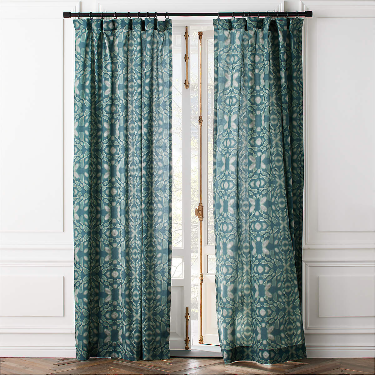 Adirex Blue Organic Cotton Window Curtain Panel 48''x108'' CB2 Canada