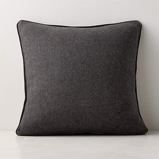 Adley Charcoal Grey Merino Wool Throw Pillow with Feather-Down Insert 20"x20"