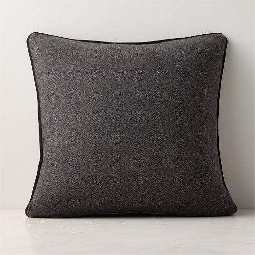 Adley Charcoal Grey Merino Wool Throw Pillow with Down-Alternative Insert 20"x20"