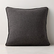 Adley Charcoal Grey Merino Wool Throw Pillow with Down-Alternative Insert 20"x20"