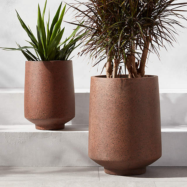 Terra X-Small Tall Planter with Natural Wood Base - Allred Collaborative