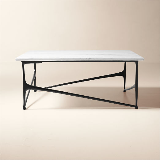 Aerolit 40" White Marble Coffee Table by Bill Curry