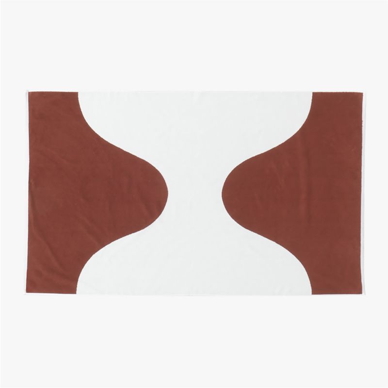 Agita Organic Cotton White and Sienna Brown Abstract Beach Towel - image 2 of 5