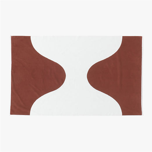 Agita Organic Cotton White and Sienna Brown Abstract Beach Towel