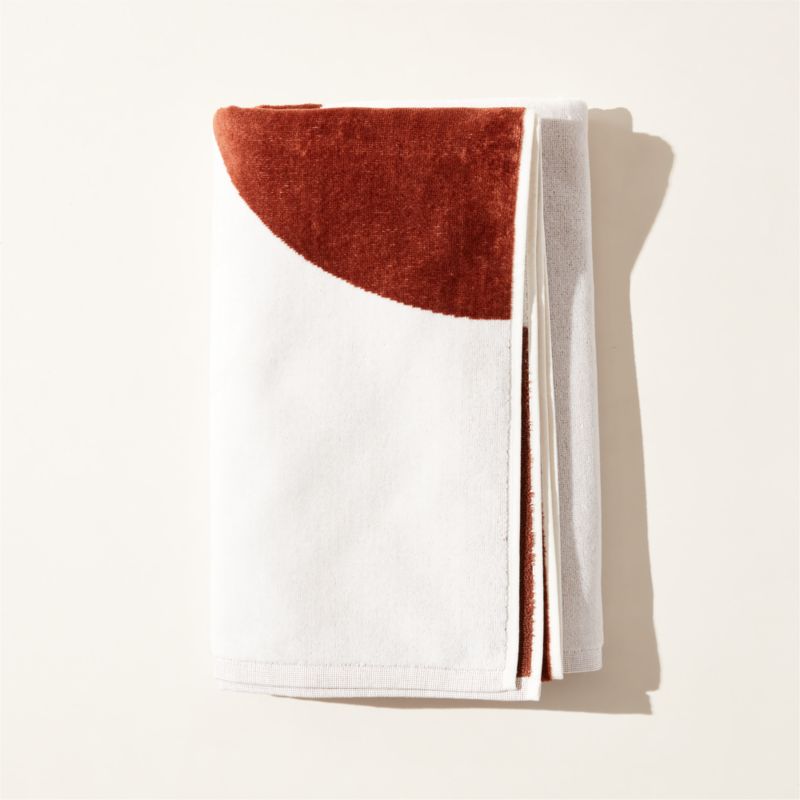 Agita Organic Cotton White and Sienna Brown Abstract Beach Towel - image 1 of 5