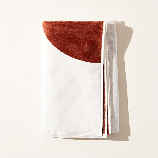 Agita Organic Cotton White and Sienna Brown Abstract Beach Towel