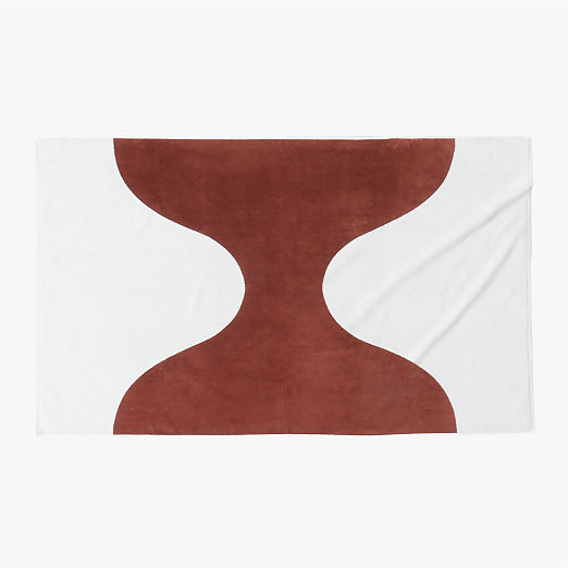 Agita Organic Cotton White and Sienna Brown Abstract Beach Towel