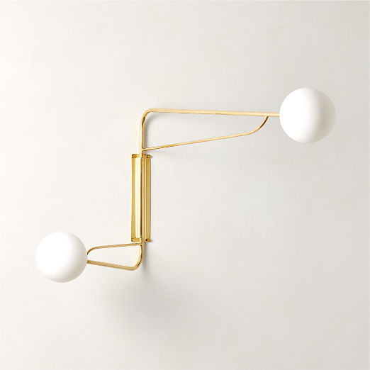 Ahva Polished Brass Double Arm Articulating Wall Sconce