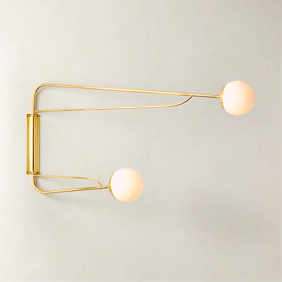 Ahva Blackened Brass Double Arm Articulating Wall Sconce Light CB2